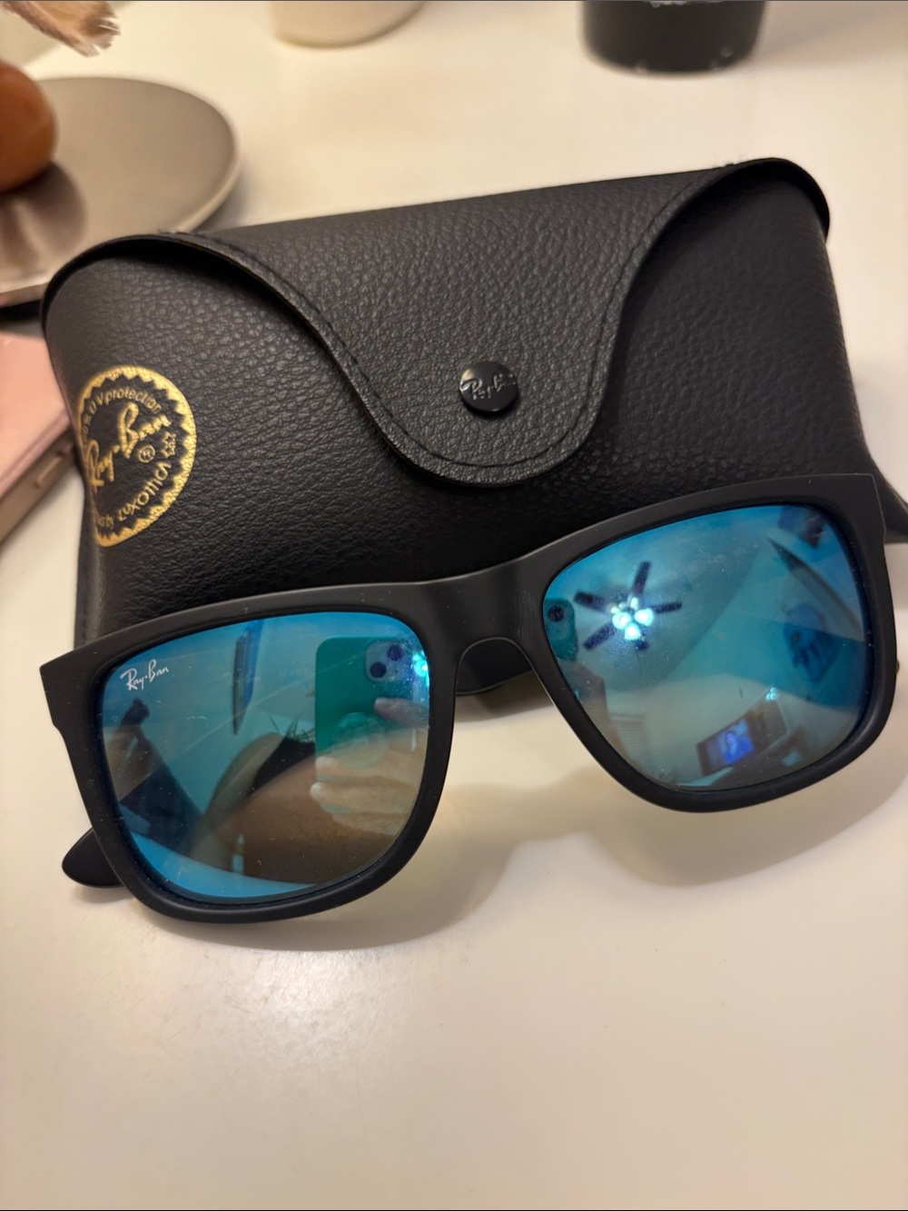 Ray-Ban JUSTIN MATTE Blue Mirror Wayfarer Sunglasses